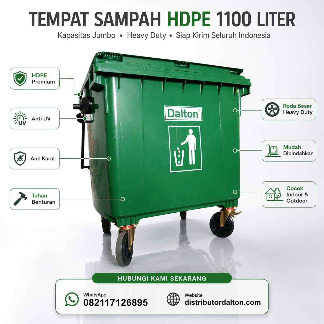 Tempat Sampah Dalton 1100 Liter Roda Tempat Sampah Dalton 1100 Liter Roda - Gambar 3