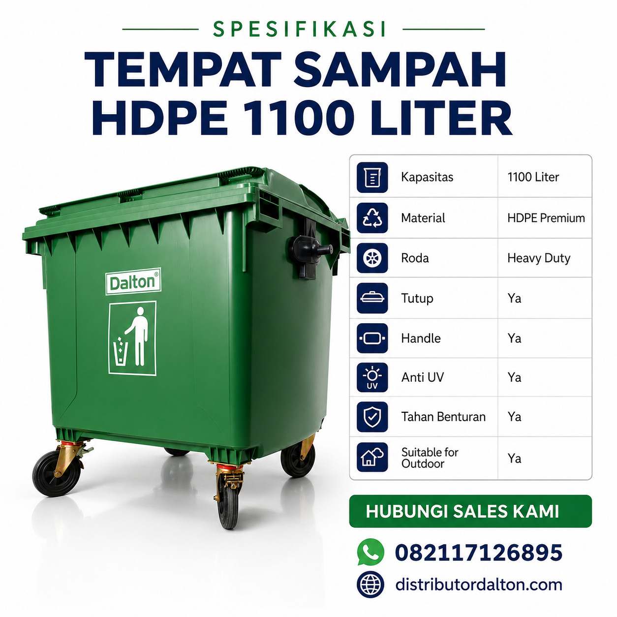 Tempat Sampah Dalton 1100 Liter Roda Tempat Sampah Dalton 1100 Liter Roda - Gambar 2