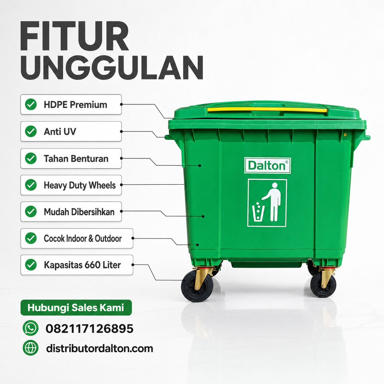 Tempat Sampah 660 Liter Dalton Tempat Sampah 660 Liter Dalton - Gambar 2