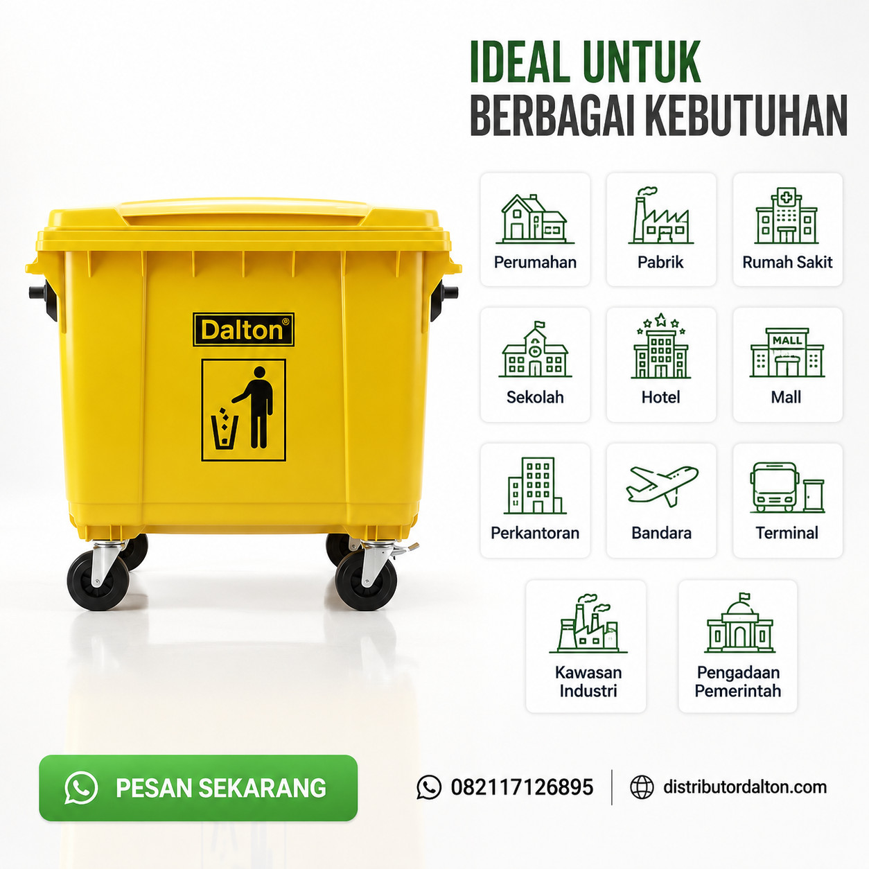 Tempat Sampah 660 Liter Dalton Tempat Sampah 660 Liter Dalton - Gambar 3