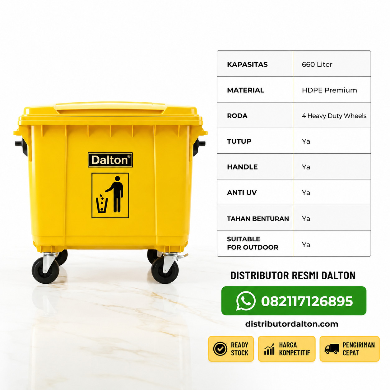 Tempat Sampah 660 Liter Dalton Tempat Sampah 660 Liter Dalton - Gambar 5