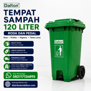 Tempat Sampah 120 Liter Roda dan Pedal Injak
