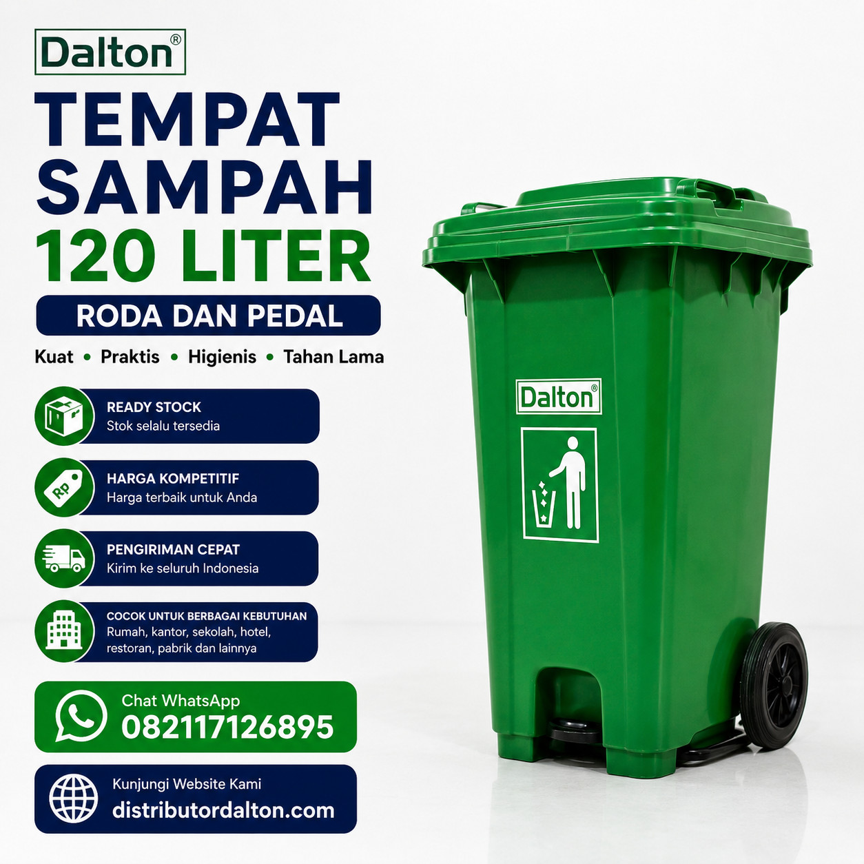 Tempat Sampah 120 Liter Roda dan Pedal Tempat Sampah 120 Liter Roda dan Pedal Injak