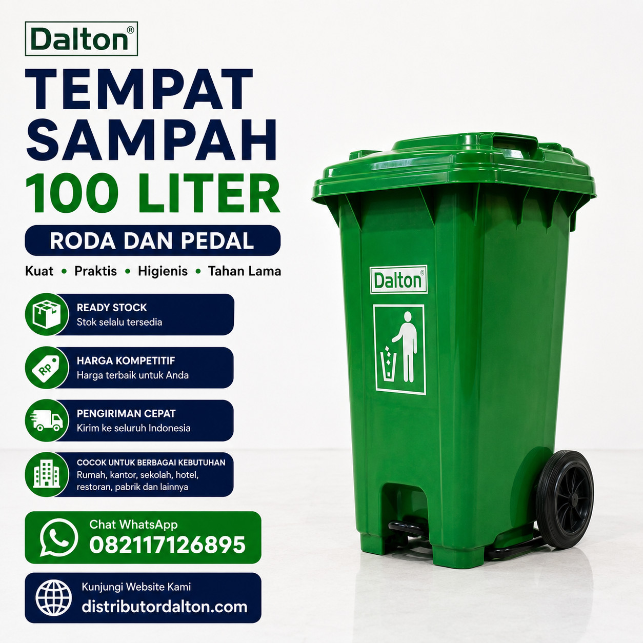 Tempat Sampah Dalton 100 Liter Roda dan Pedal Tempat Sampah Dalton 100 Liter Roda dan pedal