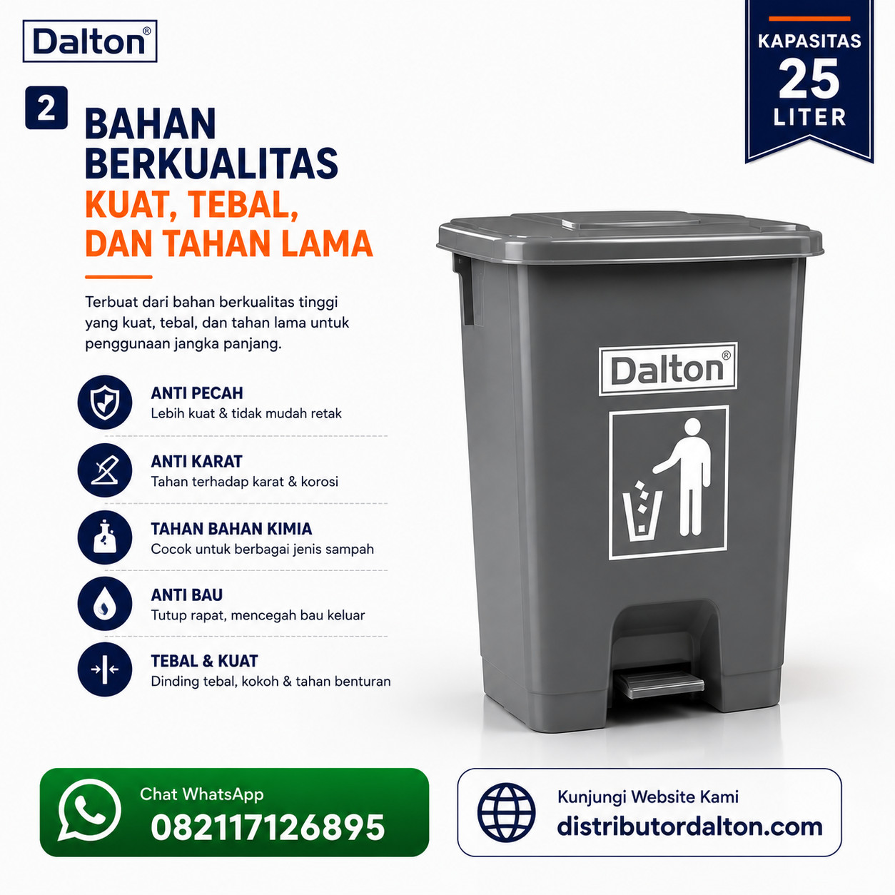 Tempat Sampah 25 Liter Pedal Tempat Sampah 25 Liter Pedal - Gambar 2