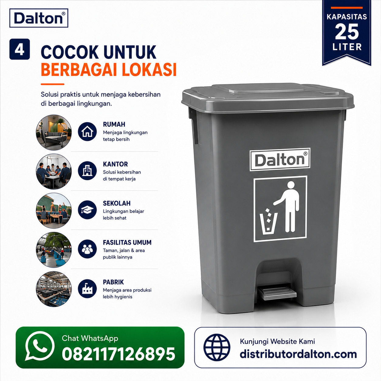 Tempat Sampah 25 Liter Pedal Tempat Sampah 25 Liter Pedal - Gambar 4