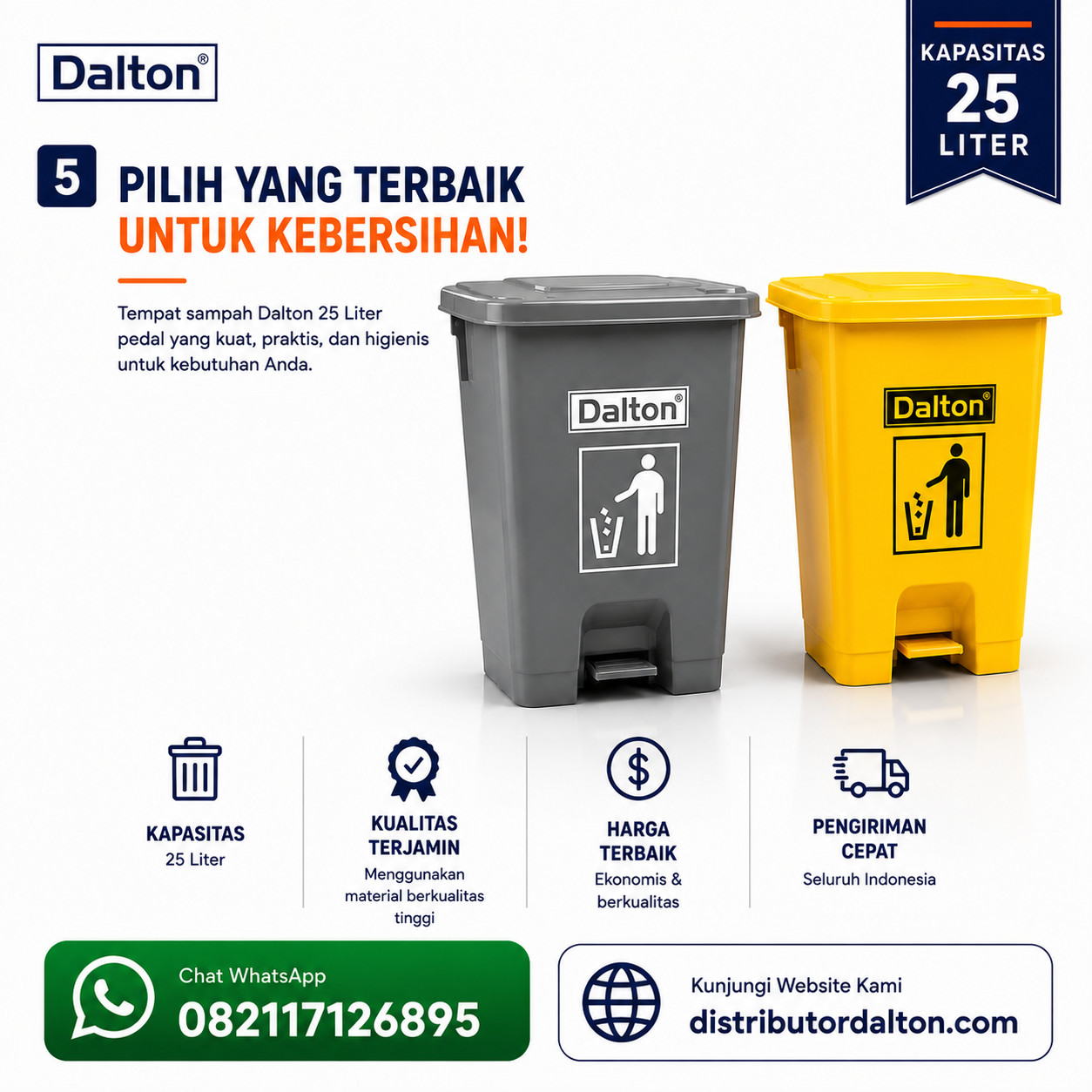 Tempat Sampah 25 Liter Pedal Tempat Sampah 25 Liter Pedal - Gambar 5