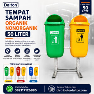 Tempat Sampah Dua Pilah 50 Liter dengan Tiang Besi
