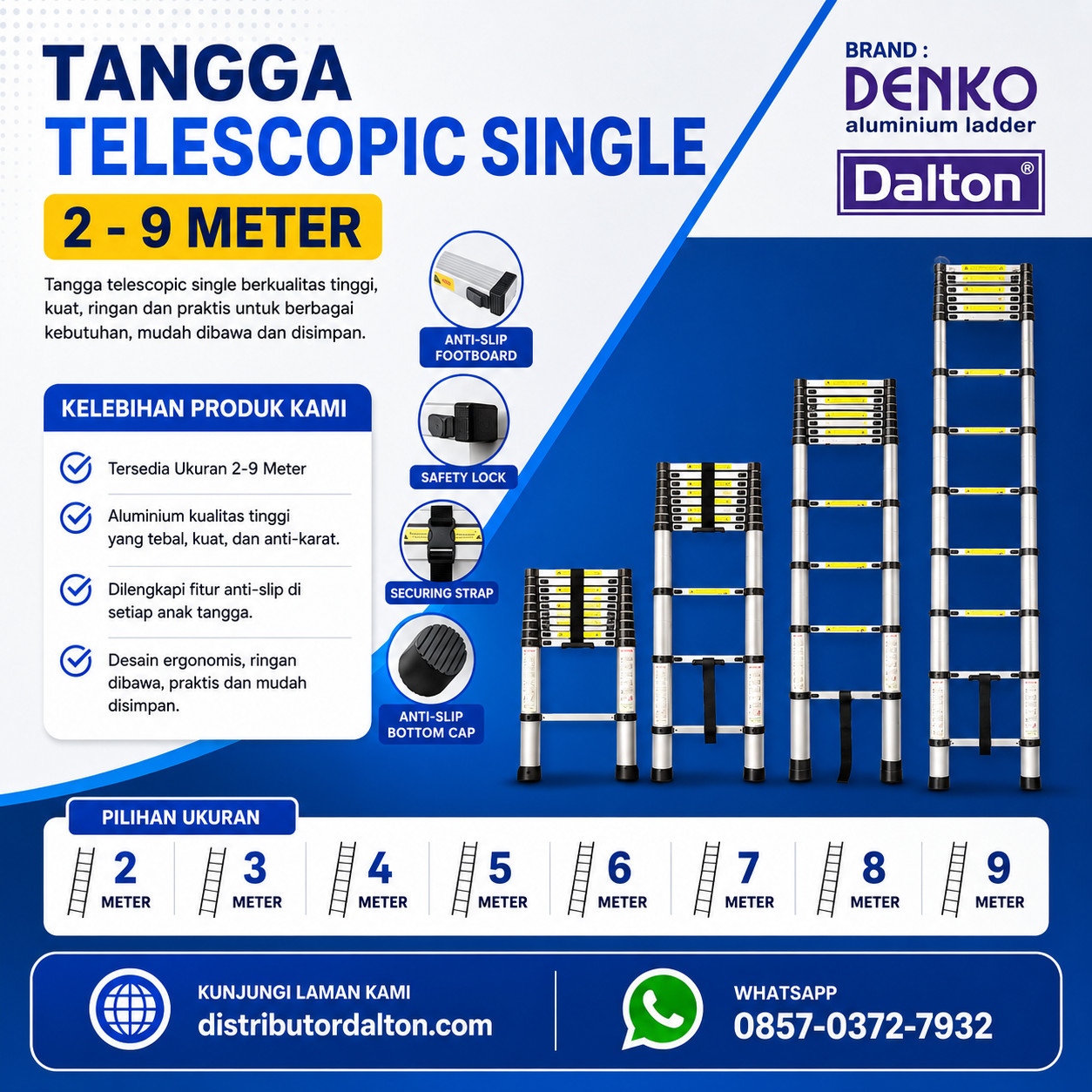 Tangga Telescopic Aluminium Tangga Telescopic Aluminium Denko dan Dalton