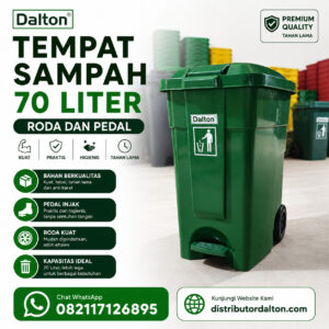Tempat Sampah 70 Liter pedal dan roda