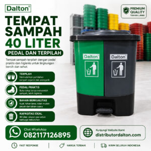 Tempat Sampah 2 Pilah 40 Liter Dalton dengan Pedal Injak