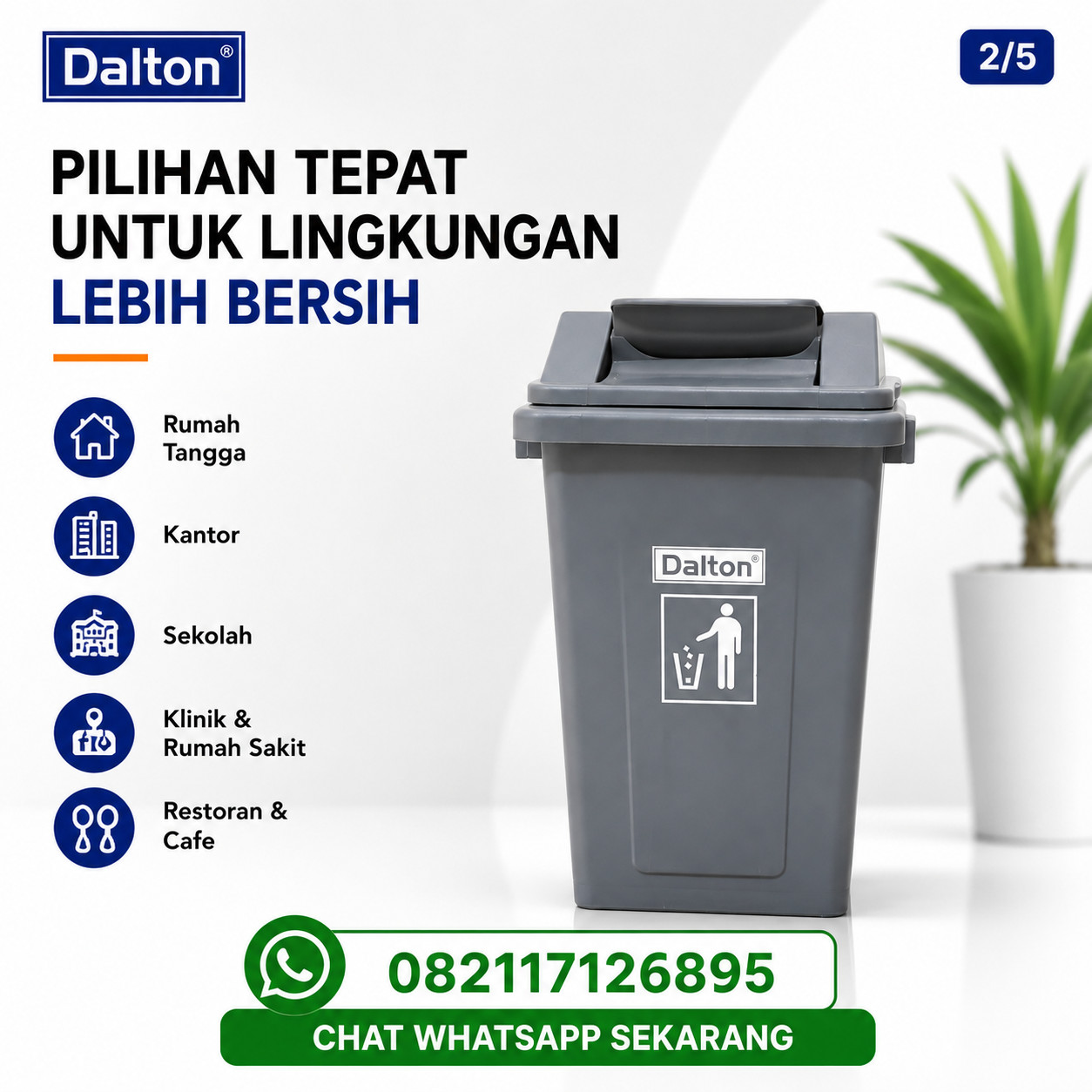 Tempat Sampah Dalton 30 Liter Plastik HDPE Tempat Sampah Dalton 30 Liter Plastik HDPE - Gambar 5