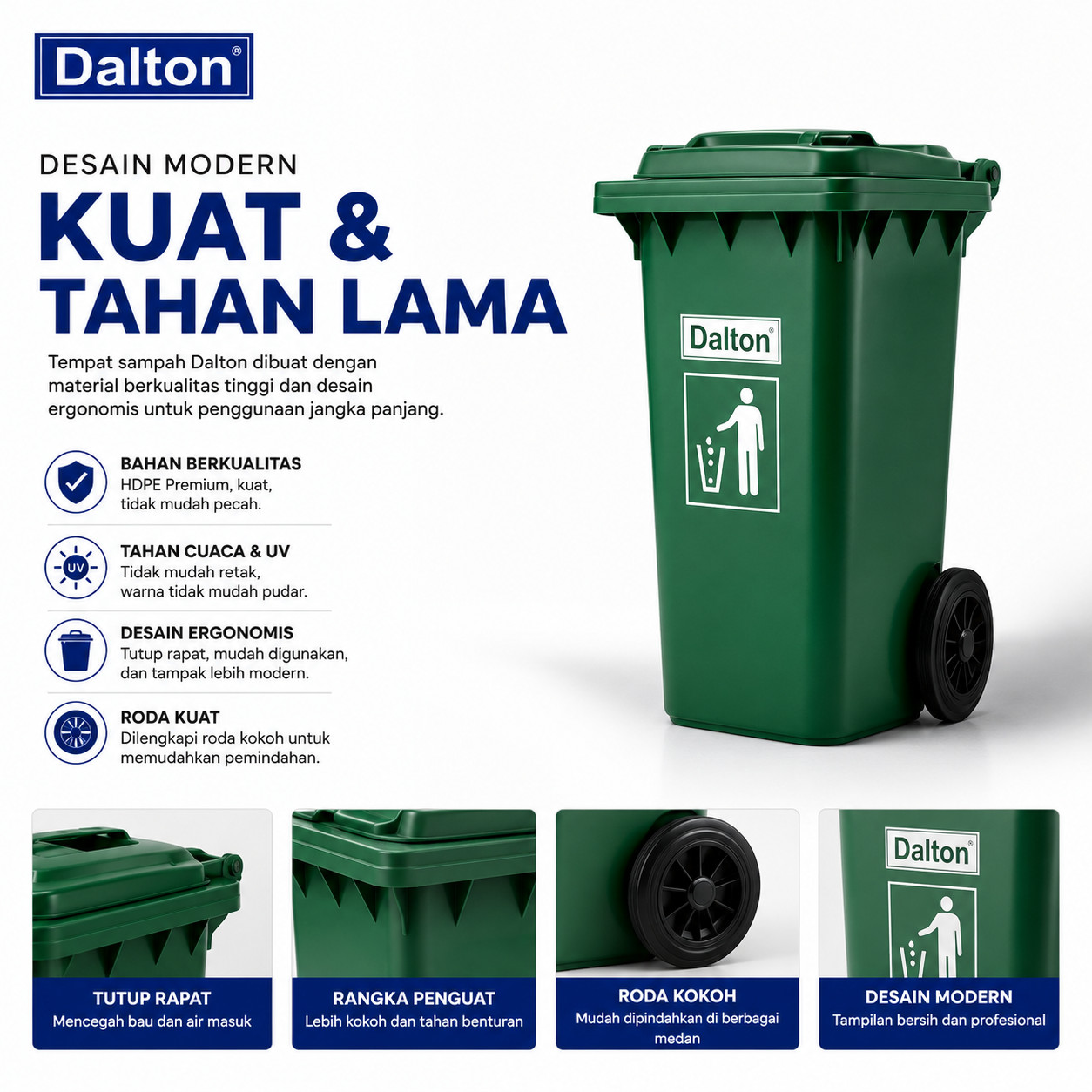 Tempat Sampah Dalton 240 Liter Roda Tempat Sampah Dalton 240 Liter Roda - Gambar 3
