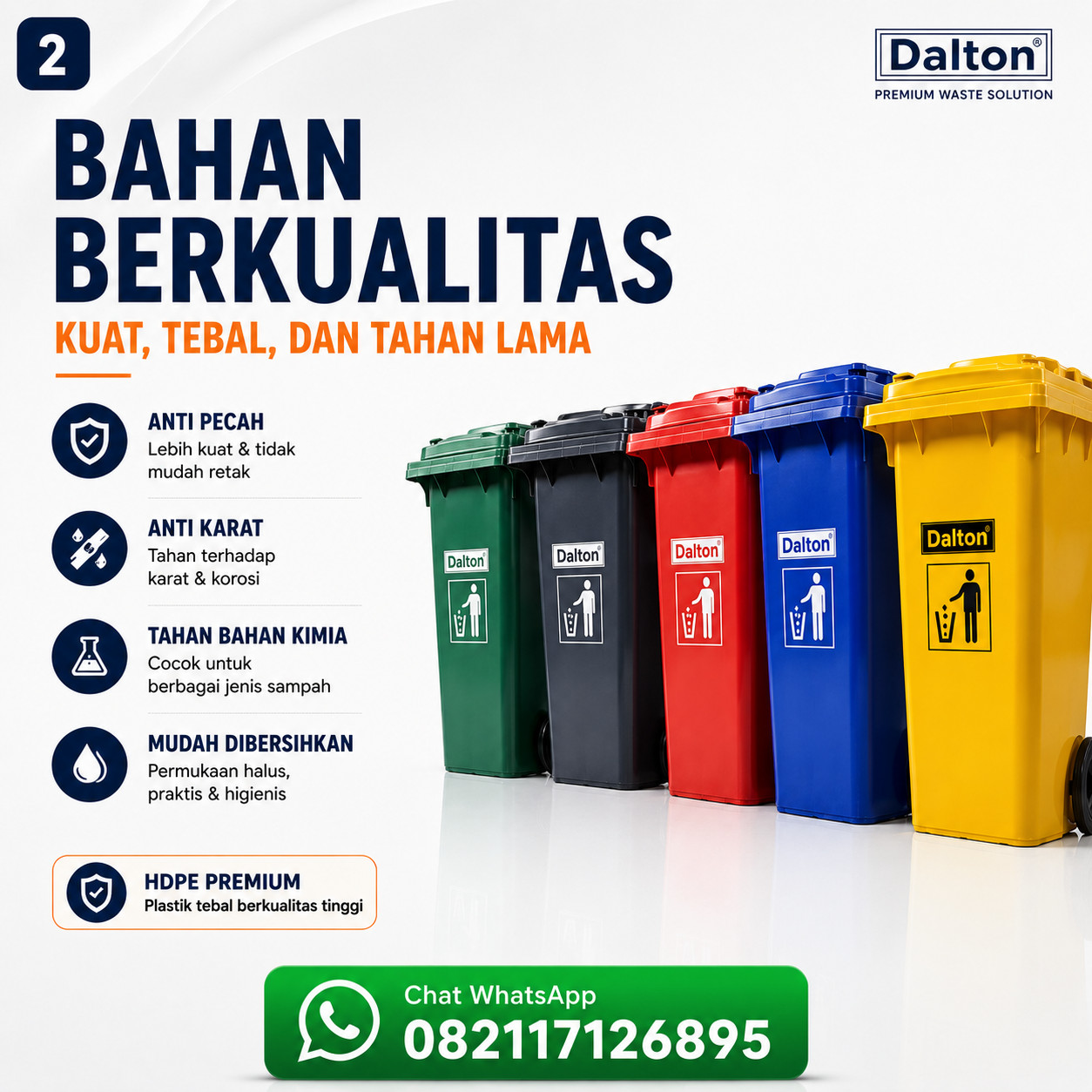 Tempat Sampah Dalton 240 Liter Roda Tempat Sampah Dalton 240 Liter Roda - Gambar 2