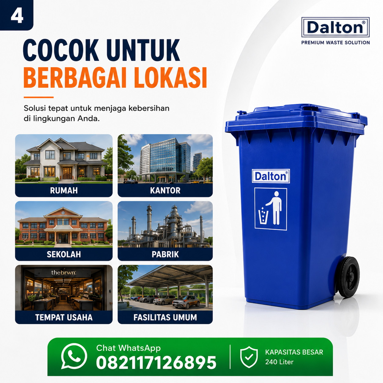 Tempat Sampah Dalton 240 Liter Roda Tempat Sampah Dalton 240 Liter Roda - Gambar 6