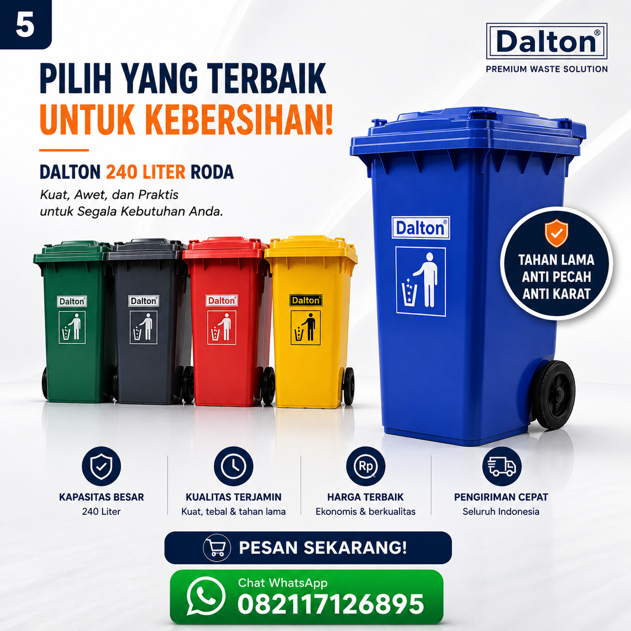 Tempat Sampah Dalton 240 Liter Roda Tempat Sampah Dalton 240 Liter Roda - Gambar 4
