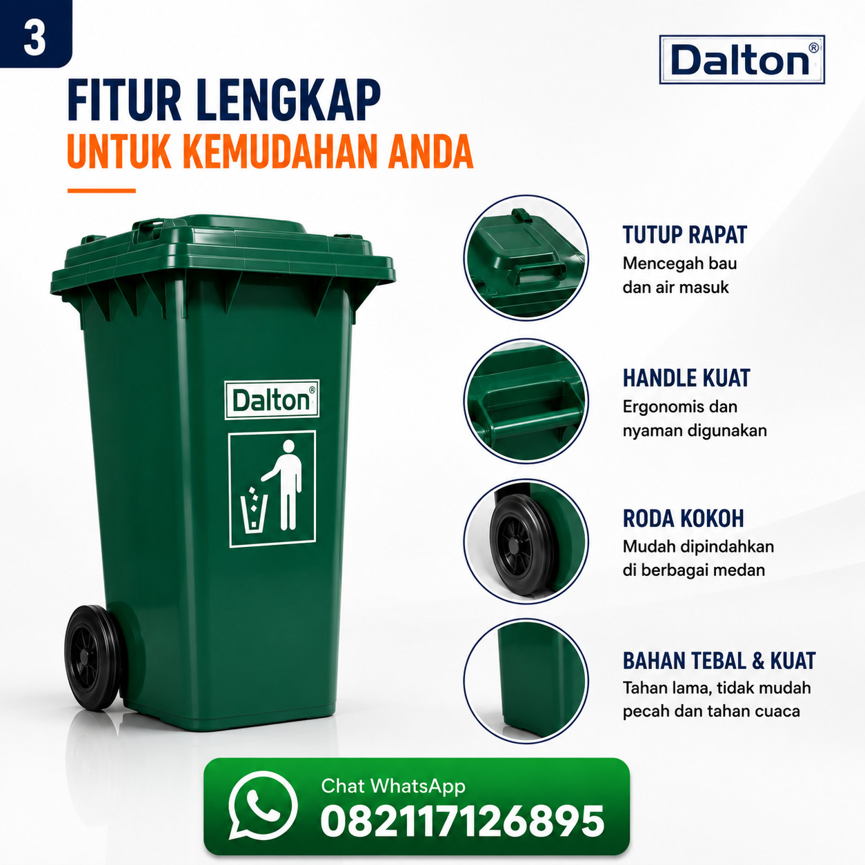 Tempat Sampah Dalton 120 Liter Roda Tempat Sampah Dalton 120 Liter Roda - Gambar 5