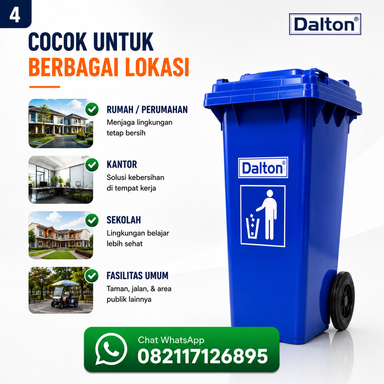 Tempat Sampah Dalton 120 Liter Roda Tempat Sampah Dalton 120 Liter Roda - Gambar 4