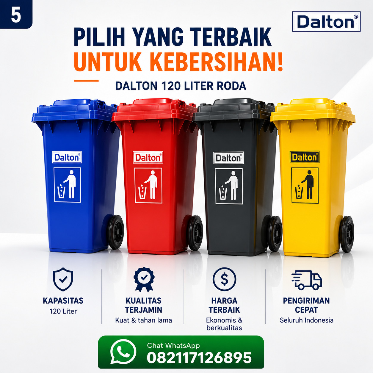 Tempat Sampah Dalton 120 Liter Roda Tempat Sampah Dalton 120 Liter Roda - Gambar 3