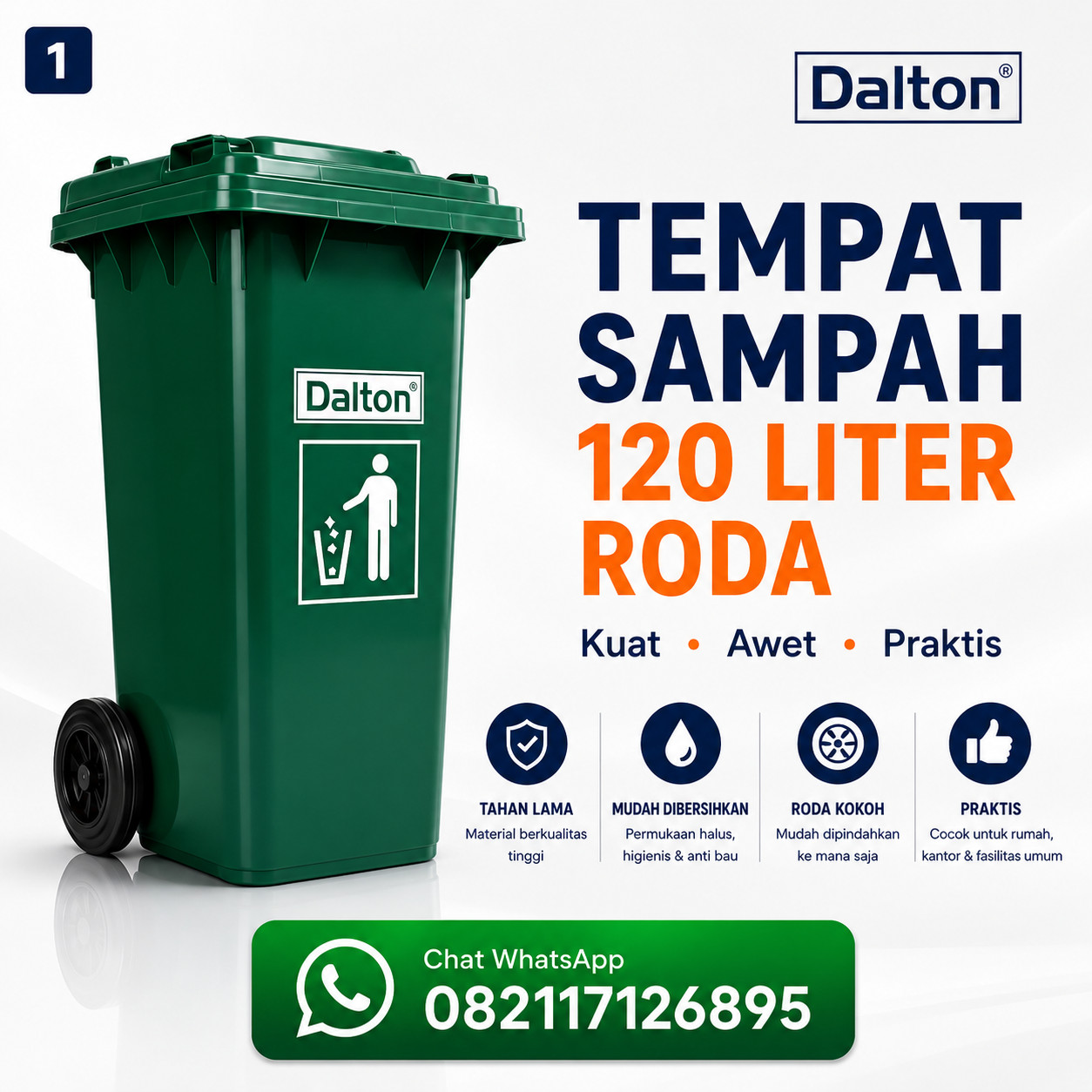 Tempat Sampah Dalton 120 Liter Roda Tempat Sampah Dalton 120 Liter Roda - Gambar 2