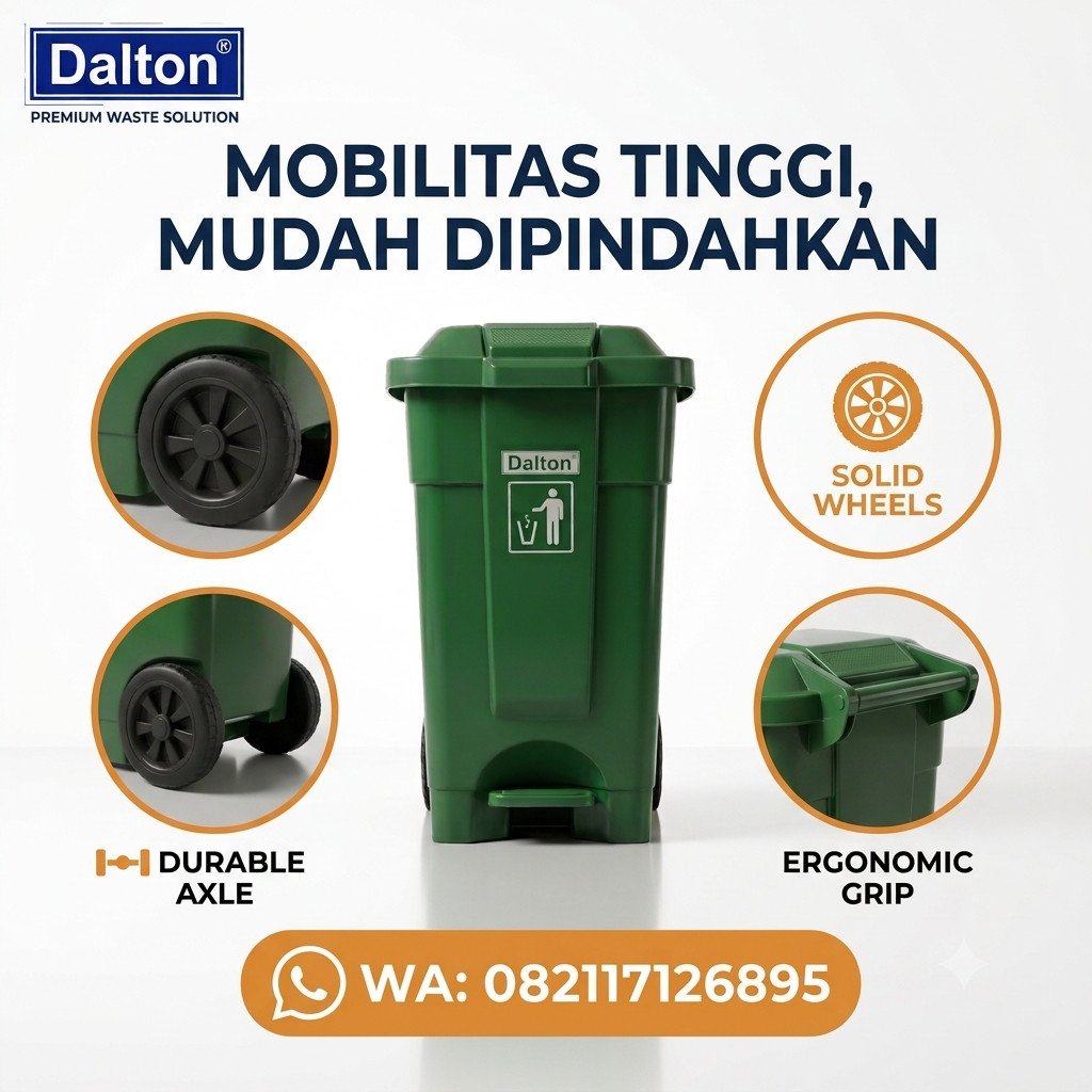 Tempat Sampah 70 Liter Dalton Pedal dan Roda Tempat Sampah 70 Liter Dalton Pedal dan Roda - Gambar 4