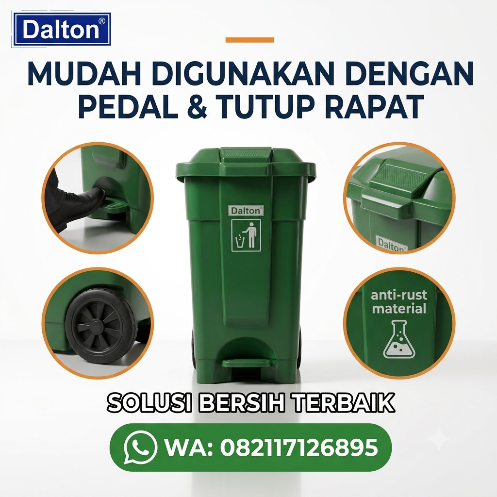 Tempat Sampah 70 Liter Dalton Pedal dan Roda Tempat Sampah 70 Liter Dalton Pedal dan Roda - Gambar 3