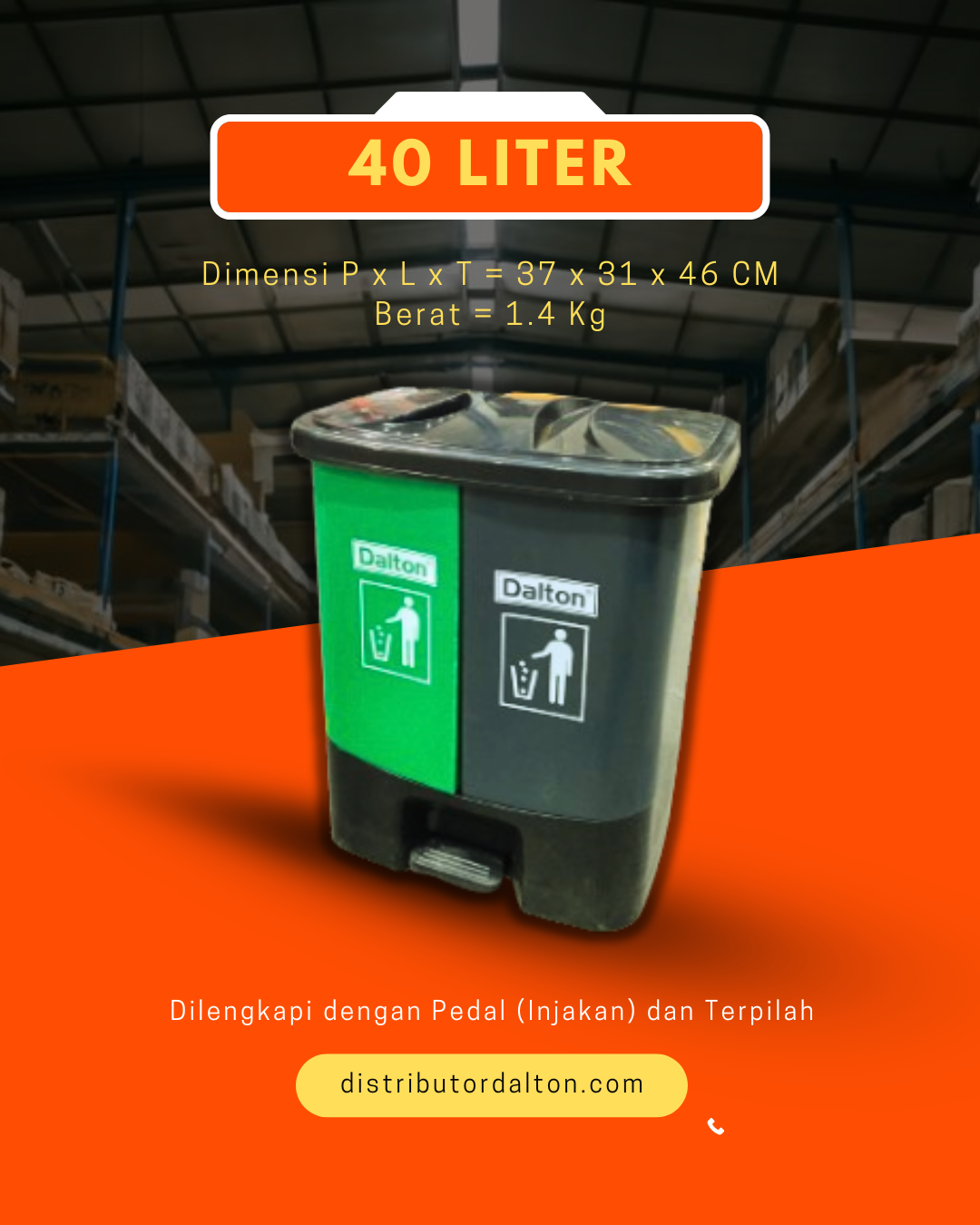 Teong sampah dalton 40 liter