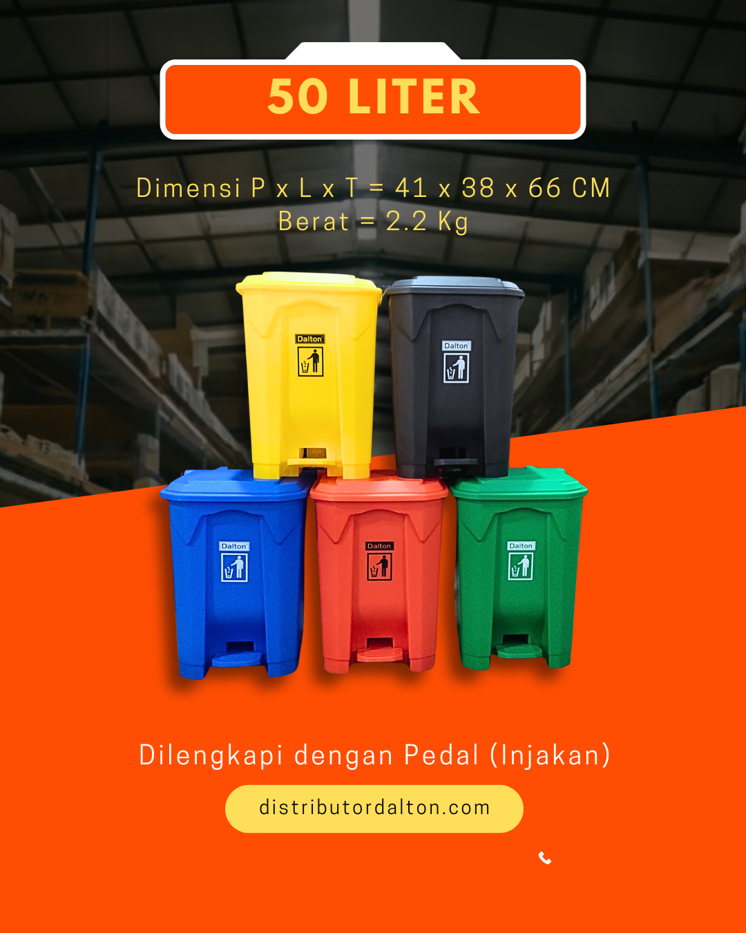 Teong sampah dalton 50 liter