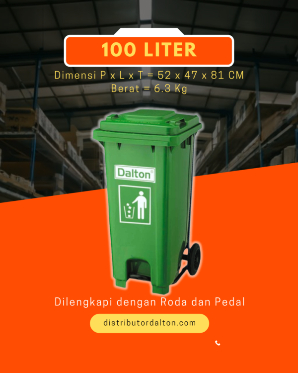 Tempat Sampah Dalton 100 Liter Roda dan pedal