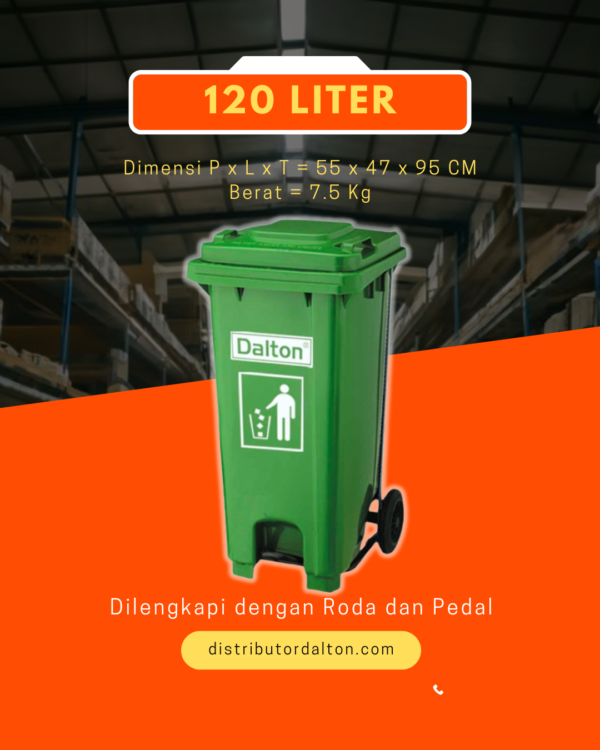 Tempat Sampah Dalton 120 Liter Roda dan Pedal Injak