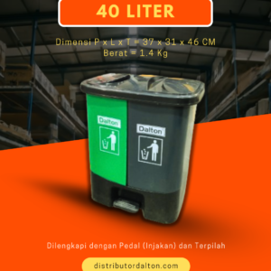 Tempat Sampah Dalton 40 Liter 2 Pilah dengan Pedal Injak