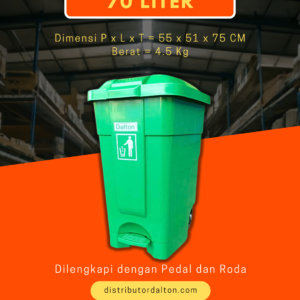 Tempat Sampah Dalton 70 Liter dengan Pedal Injak dan Roda