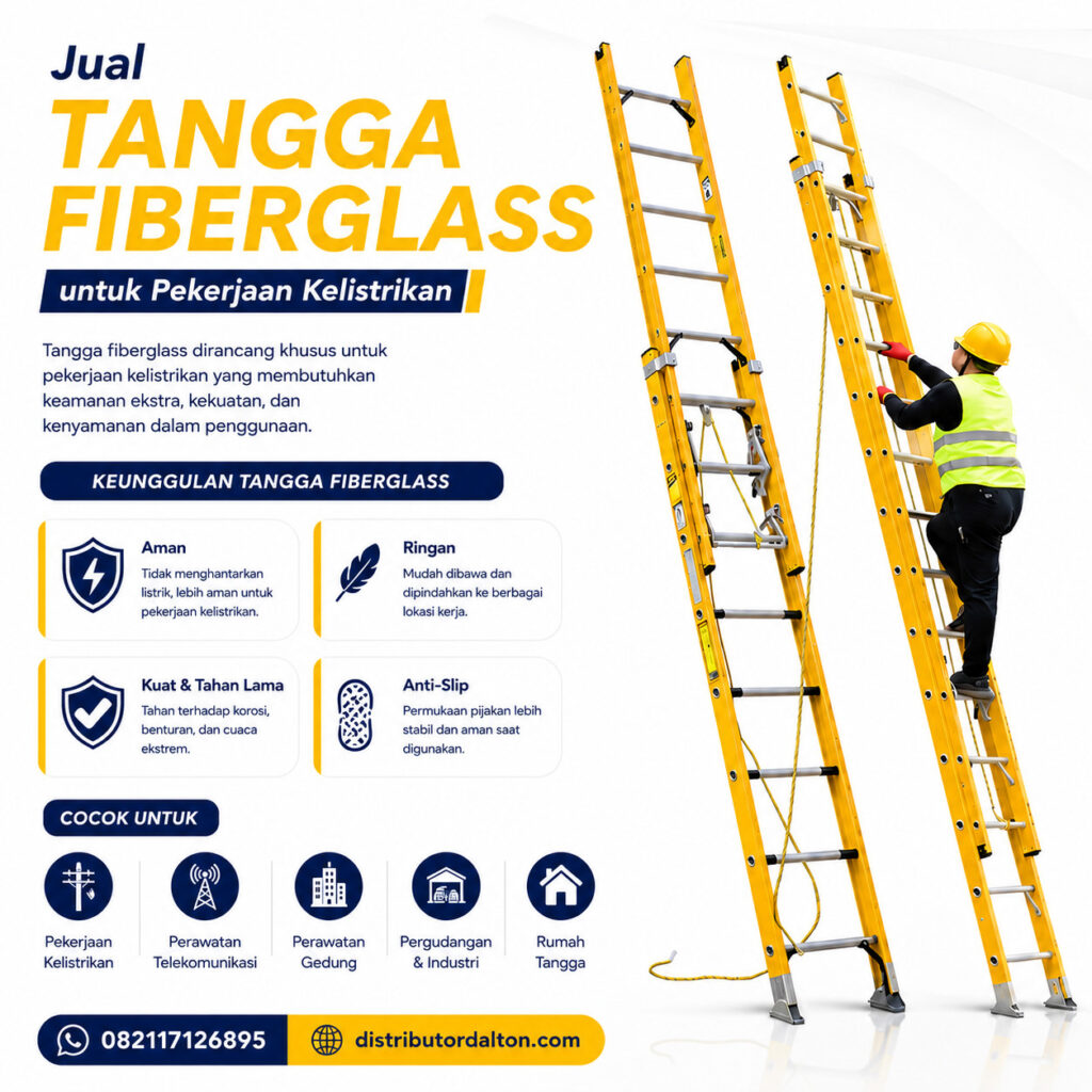 Jual tangga fiberglass berkualitas untuk PLN, Damkar dan pekerjaan kelistrikan